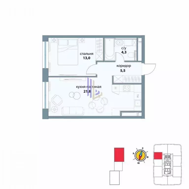 1-к кв. Москва ул. Василия Ланового, 7 (45.0 м) - Фото 1