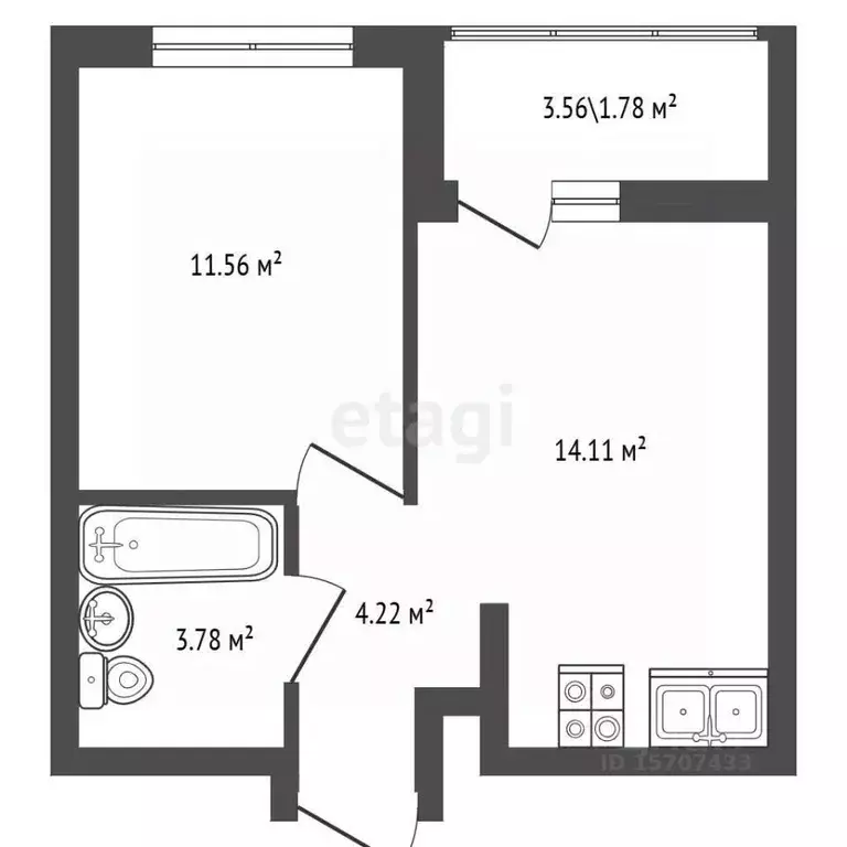 1-к кв. Санкт-Петербург ул. Плесецкая, 24 (34.0 м) - Фото 2