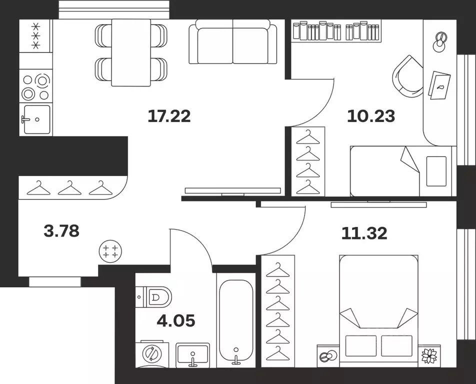 2-к кв. Тульская область, Тула ул. Академика Насоновой, 18 (46.6 м) - Фото 1