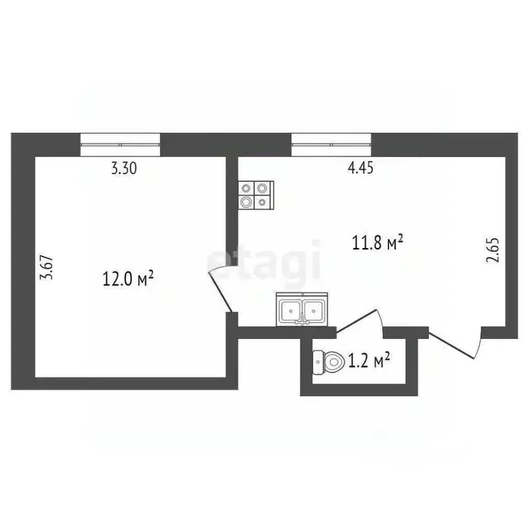 1-к кв. Забайкальский край, Чита Кайдаловская ул., 21 (25.0 м) - Фото 2