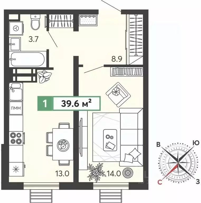 1-к кв. Пензенская область, Пензенский район, Засечный сельсовет, с. ... - Фото 1