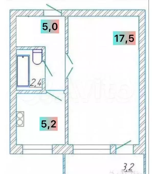 1-к. квартира, 32 м, 8/9 эт. - Фото 0