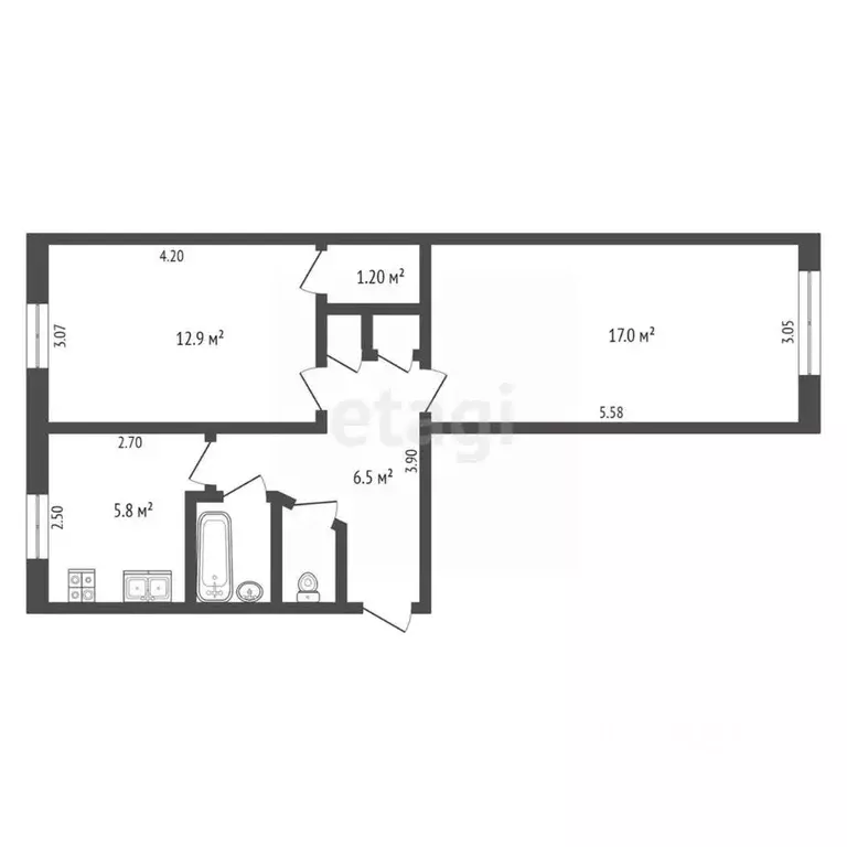 2-к кв. Крым, Симферополь ул. Ростовская (48.0 м) - Фото 1