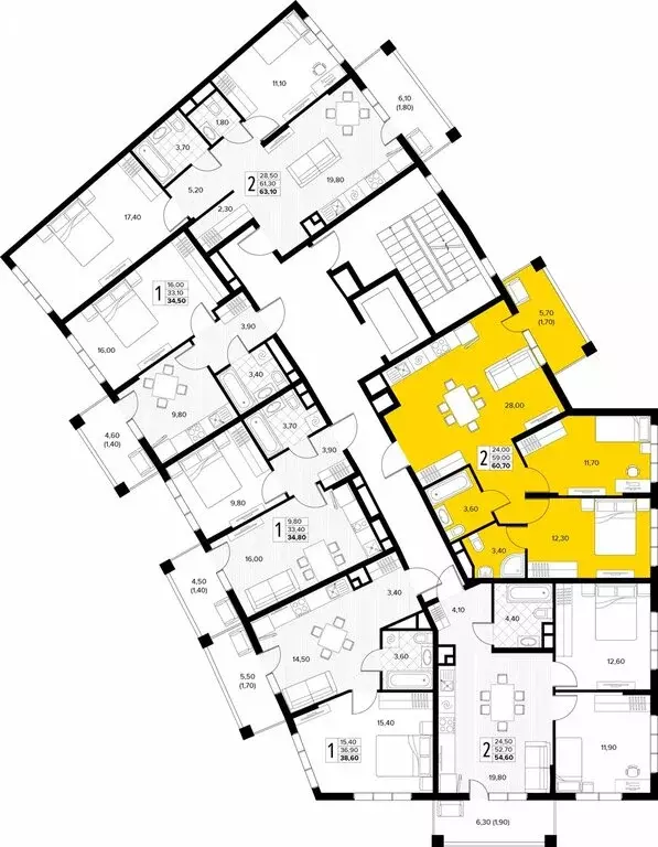 2-комнатная квартира: Сукко, жилой комплекс Кипарис (60.7 м) - Фото 2
