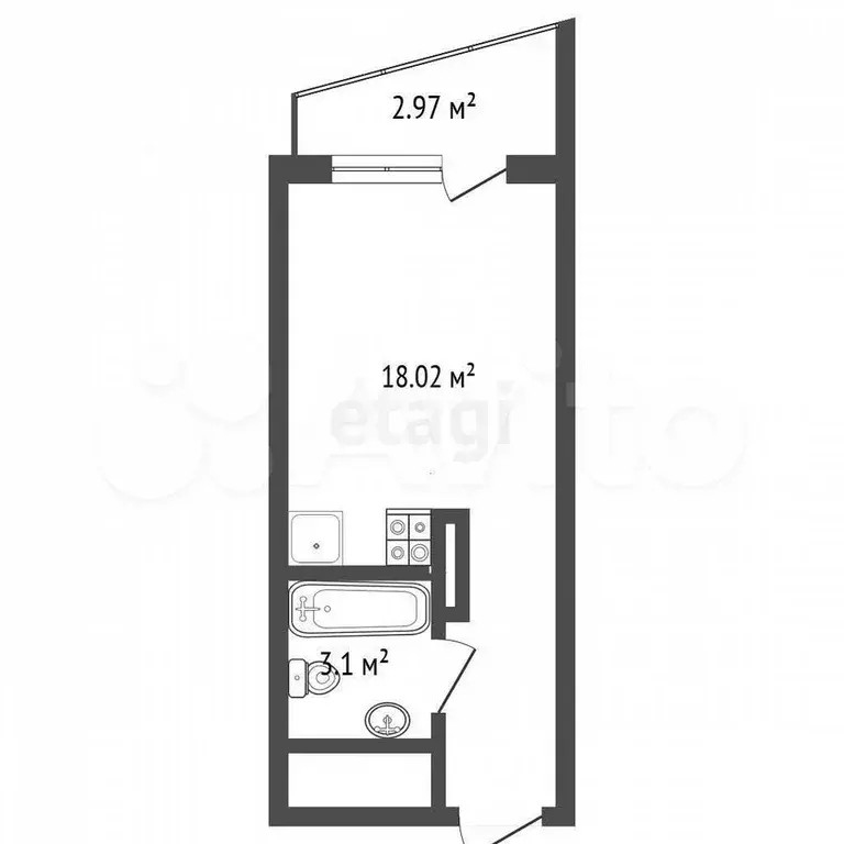 Квартира-студия, 21 м, 11/25 эт. - Фото 1
