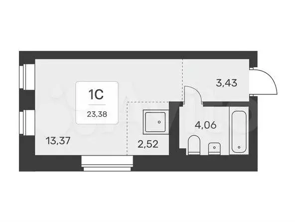 Квартира-студия, 23,4 м, 24/25 эт. - Фото 1