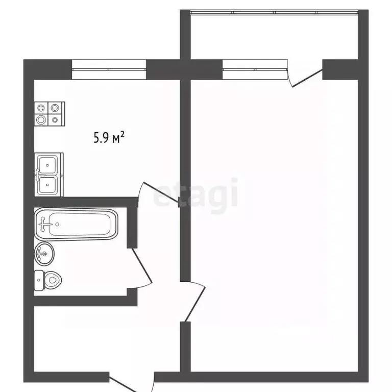 1-к кв. Архангельская область, Новодвинск ул. Димитрова, 25 (30.4 м) - Фото 1