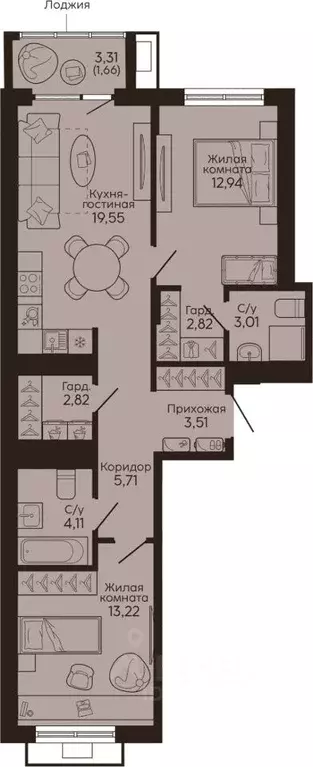 2-к кв. Свердловская область, Екатеринбург Вокзальный жилрайон,  ... - Фото 1