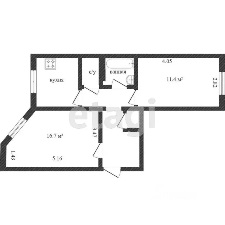 2-к кв. Ханты-Мансийский АО, Сургут ул. Губкина, 21 (52.8 м) - Фото 2
