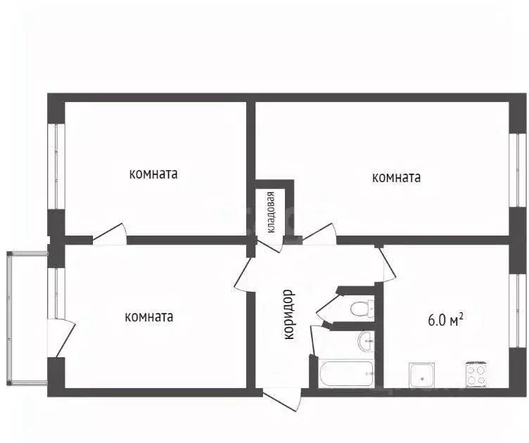 3-к кв. Воронежская область, Воронеж ул. Остужева, 7 (58.4 м) - Фото 2