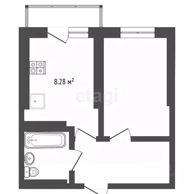 1-к кв. Тюменская область, Тюмень Таежная ул., 2 (30.9 м) - Фото 2