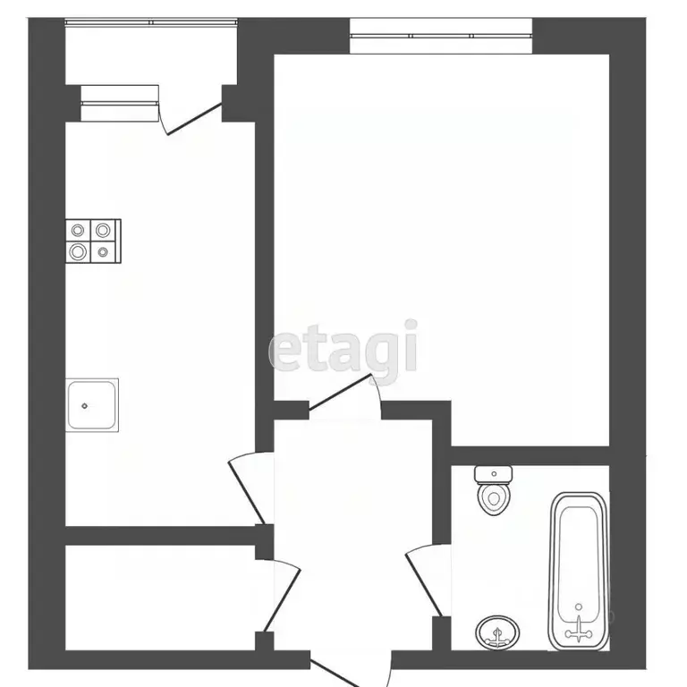 1-к кв. Тюменская область, Тюмень ул. Газовиков, 12 (26.1 м) - Фото 2