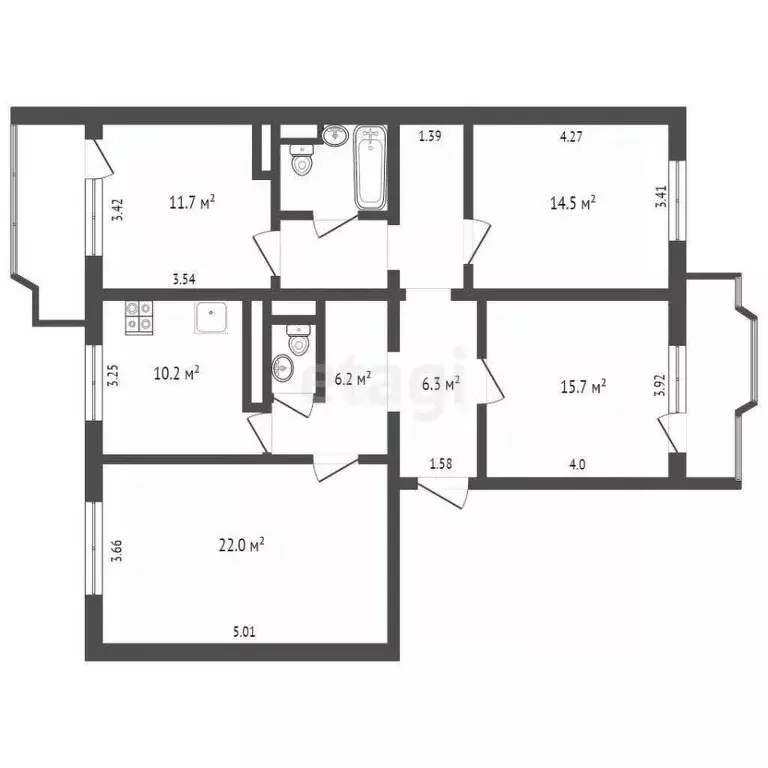 4-к кв. москва ул. брусилова, 21 (99.9 м) - Фото 1