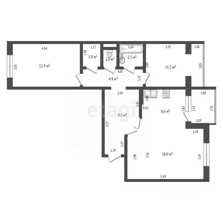 3-к кв. Ставропольский край, Пятигорск Огородная ул. (70.0 м) - Фото 1
