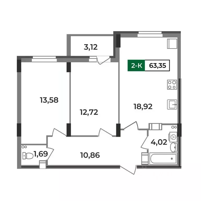 2-к кв. Владимирская область, Ковров Еловая ул., 11 (63.35 м) - Фото 0