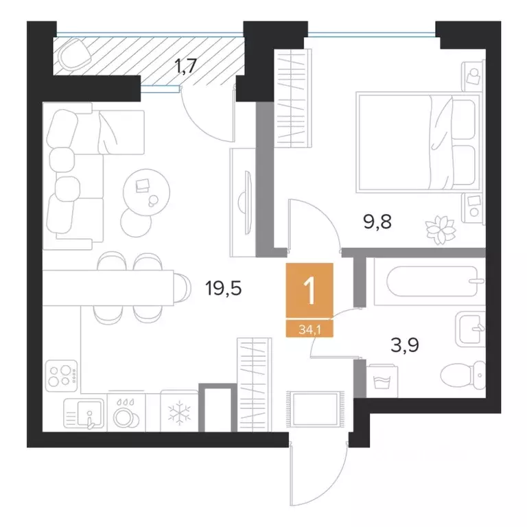 1-к кв. Курская область, Курск Парковый квартал Чувства жилой комплекс ... - Фото 1