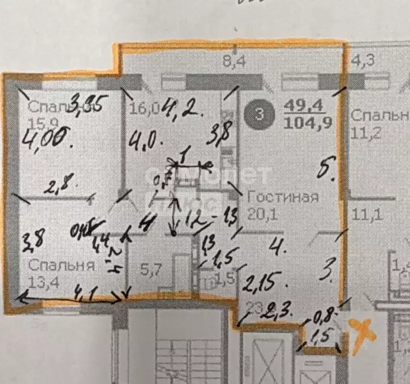 3-к кв. Воронежская область, Воронеж Московский просп., 147 (105.0 м) - Фото 2