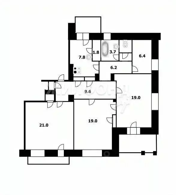 4-к кв. Новосибирская область, Новосибирск ул. Дуси Ковальчук, 185 ... - Фото 0