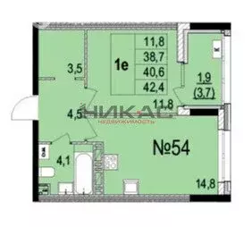 1-комнатная квартира: Ярославль, улица Лисицына, 23 (40.6 м) - Фото 1
