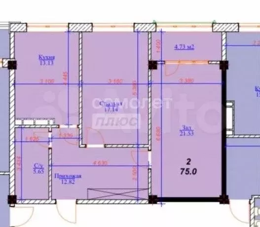 2-к. квартира, 75 м, 5/13 эт. - Фото 0