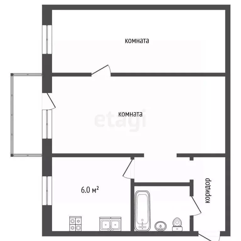 2-к кв. Мордовия, Чамзинский район, Комсомольский рп, 1-й мкр 14 (39.2 ... - Фото 1