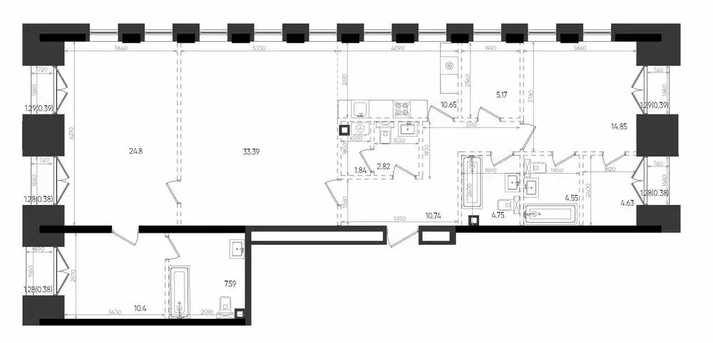 3-комнатная квартира: Казань, ЖК Яналиф (138.1 м) - Фото 1