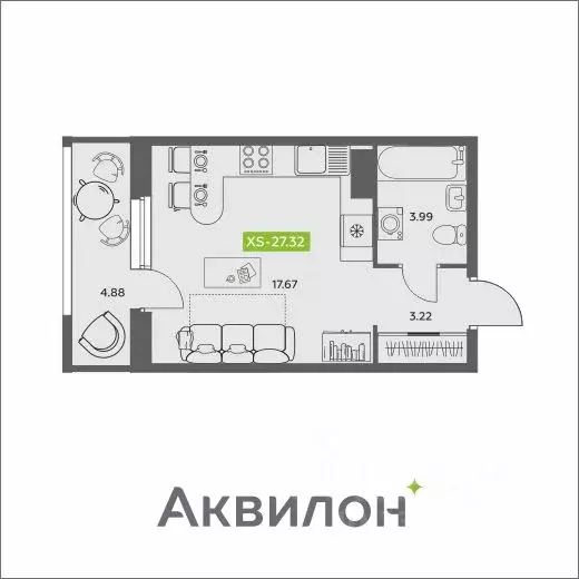 Студия Архангельская область, Архангельск АКвартал жилой комплекс ... - Фото 0