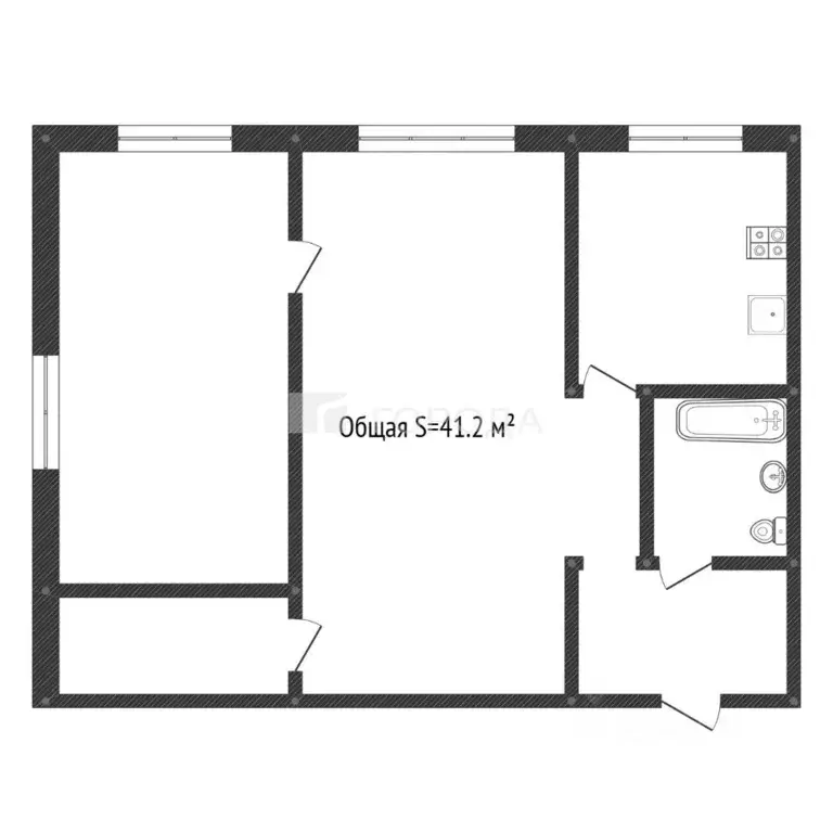 2-к кв. Кемеровская область, Новокузнецк просп. Курако, 17 (41.2 м) - Фото 1