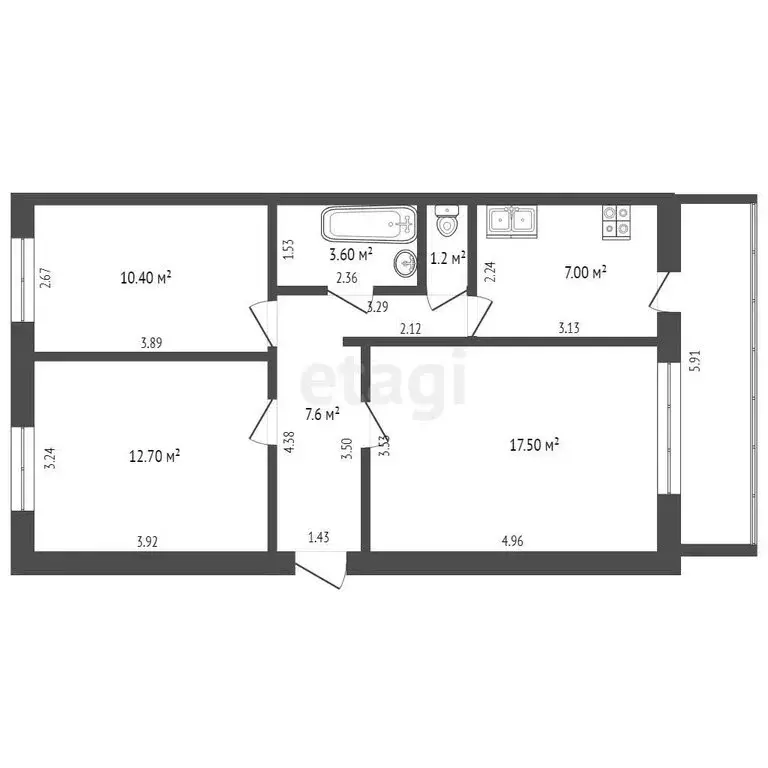 3-комнатная квартира: Михайловск, улица Пушкина, 55/10 (60 м) - Фото 1