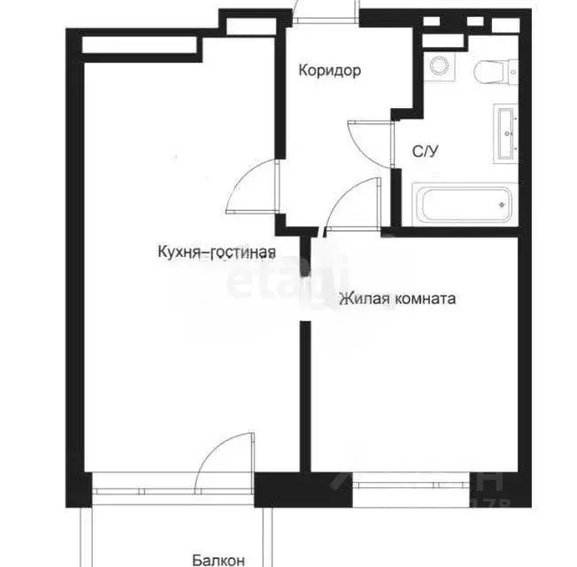 1-к кв. Татарстан, Казань ул. Николая Ершова, 62Дк1 (33.7 м) - Фото 1