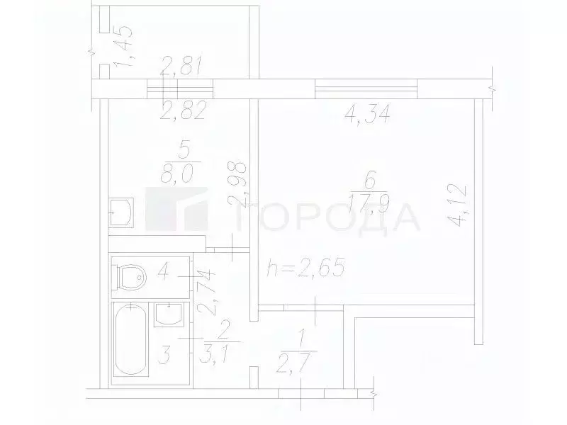 1-к кв. Кемеровская область, Новокузнецк ул. Чернышова, 20А (35.6 м) - Фото 1