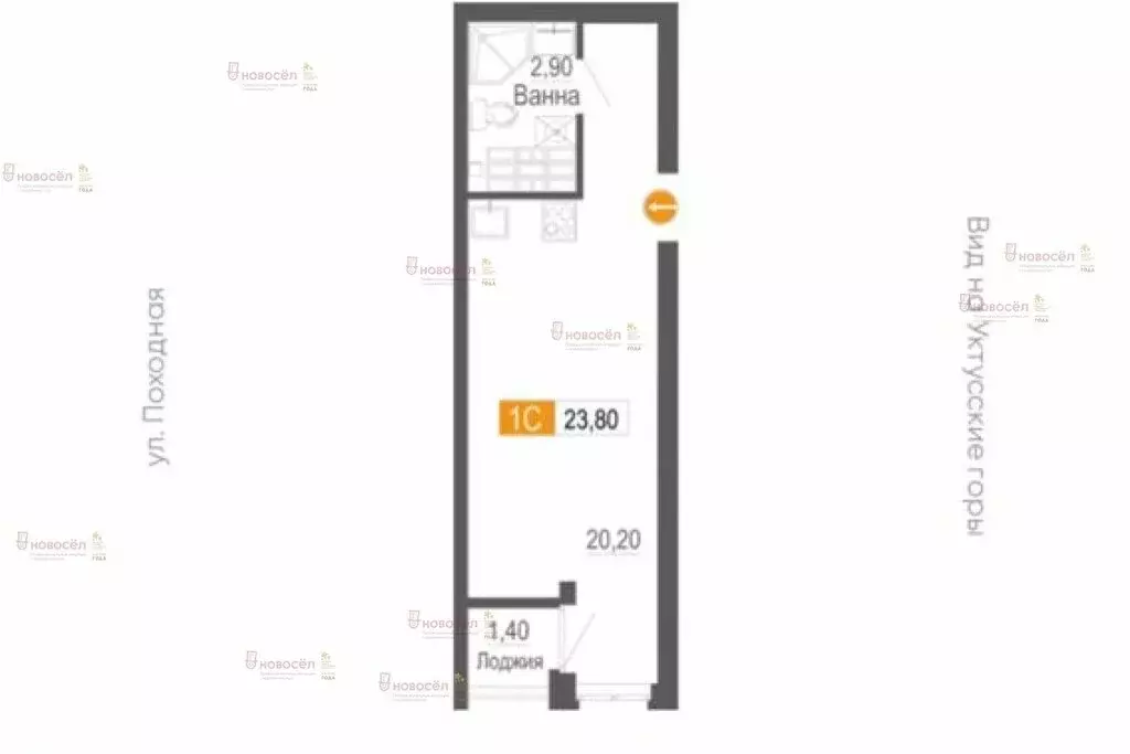 1-комнатная квартира: Екатеринбург, улица Новостроя, 3А (23 м) - Фото 1