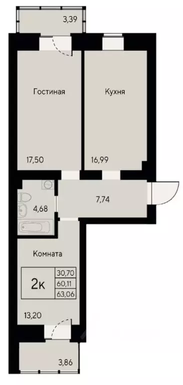 2-к кв. Красноярский край, Красноярск ул. Елены Стасовой, 80 (63.06 м) - Фото 0