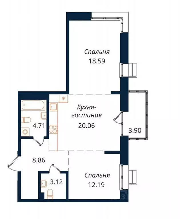 2-к кв. Иркутская область, Иркутск ул. Юрия Левитанского, 8 (72.0 м) - Фото 0