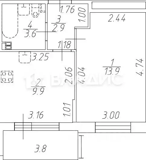 1-к кв. Санкт-Петербург Пулковское ш., 95к3 (30.3 м) - Фото 1