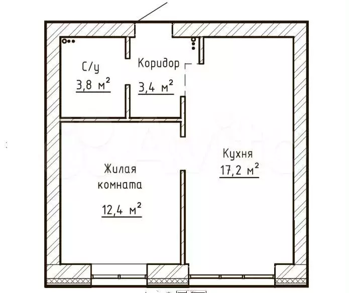 1-к. квартира, 37,1 м, 3/9 эт. - Фото 0