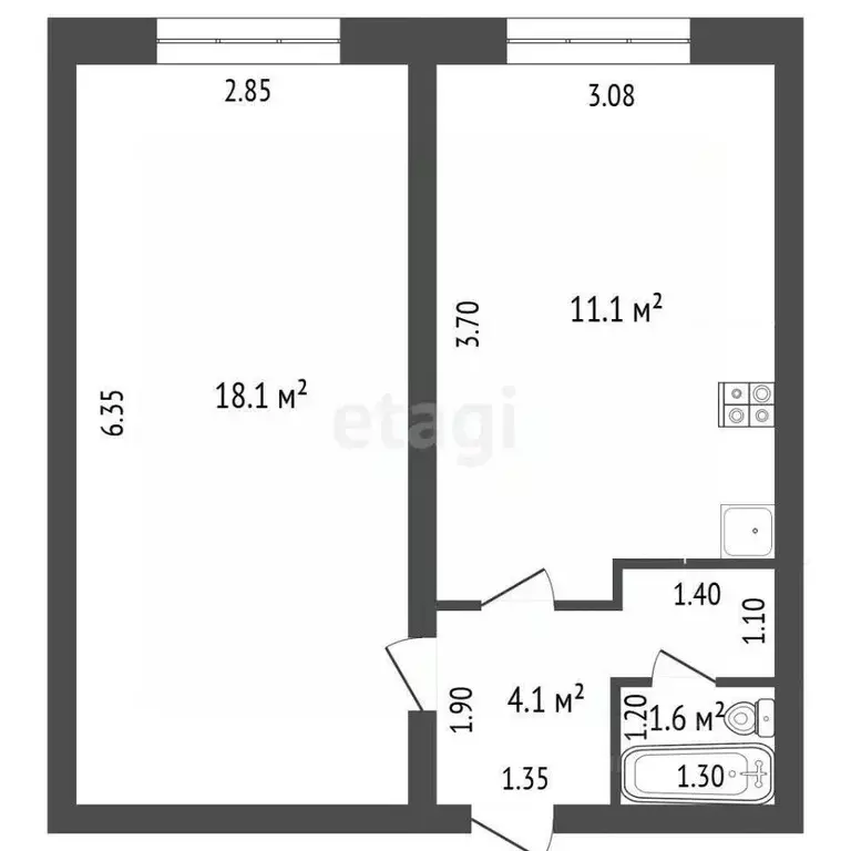 2-к кв. Калужская область, с. Износки ул. Механизаторов, 1А (34.9 м) - Фото 0