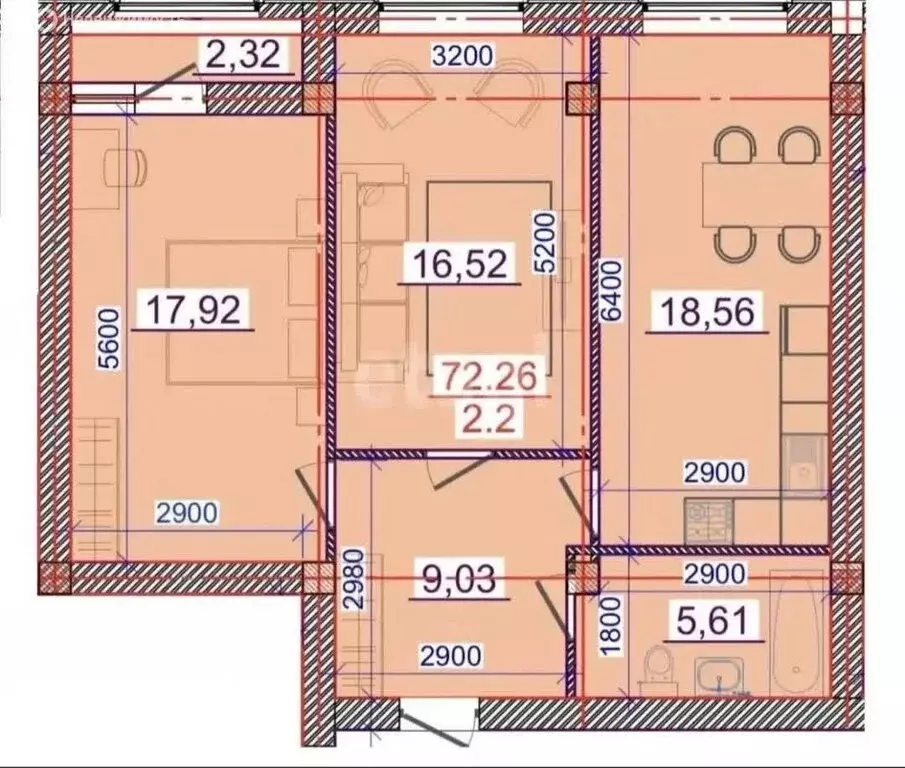 1-комнатная квартира: Владикавказ, улица Зураба Магкаева, 83Б (50.65 ... - Фото 1