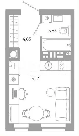 Квартира-студия, 22,6 м, 11/18 эт. - Фото 0