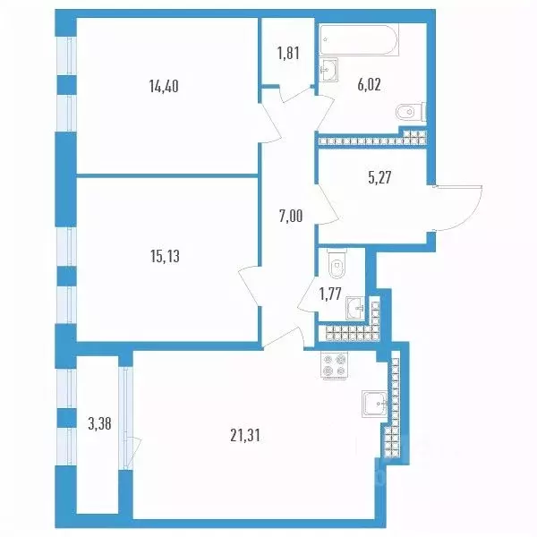 2-к кв. Санкт-Петербург ул. Типанова, 22 (74.4 м) - Фото 0