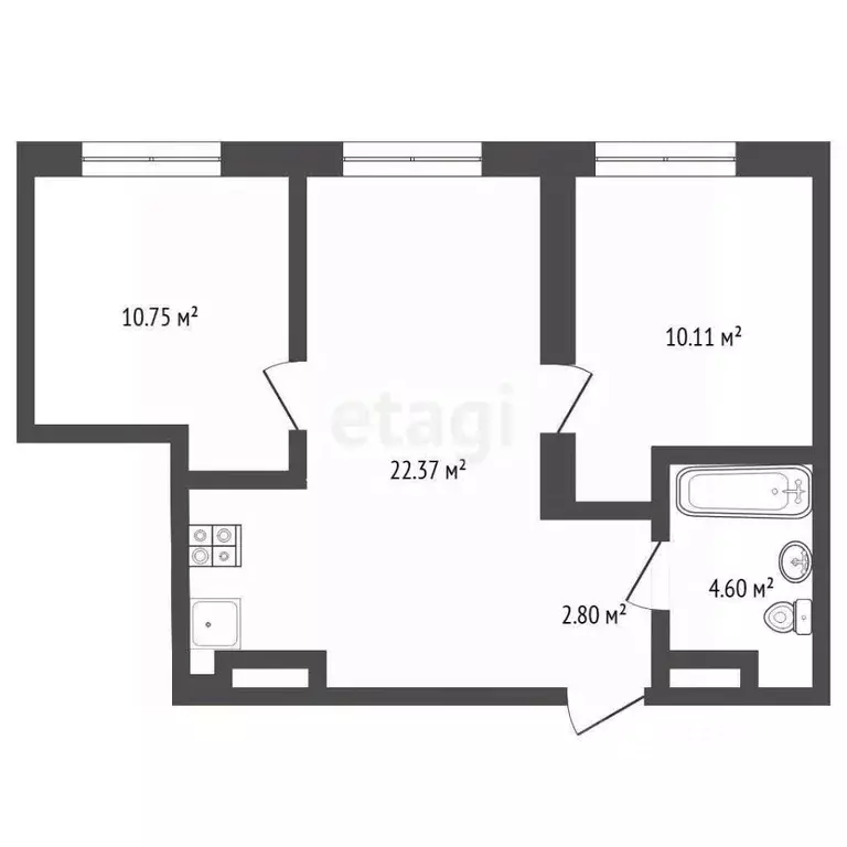 2-к кв. Тюменская область, Тюмень ул. Фармана Салманова, 15 (32.4 м) - Фото 1
