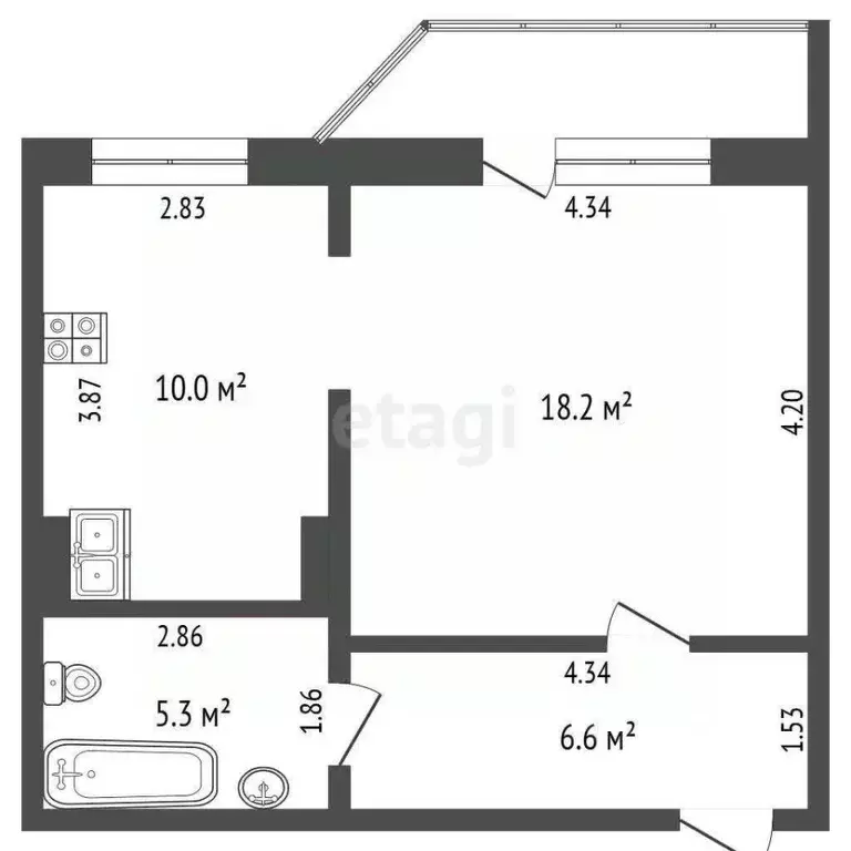 1-к кв. Кемеровская область, Междуреченск ул. Лазо, 10 (40.6 м) - Фото 1