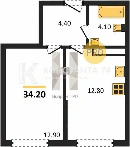 1-к кв. Краснодарский край, Краснодар Догма Парк мкр,  (34.2 м) - Фото 2