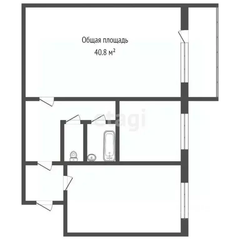 2-к кв. Кемеровская область, Юрга ул. Никитина, 73 (40.8 м) - Фото 0