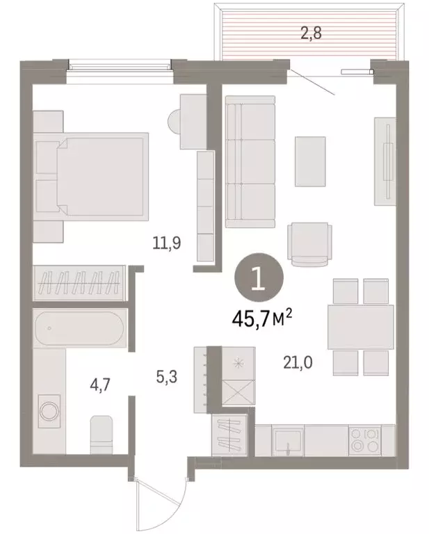 1-комнатная квартира: Курган, жилой район Центральный, ЖК Дом Кино ... - Фото 2