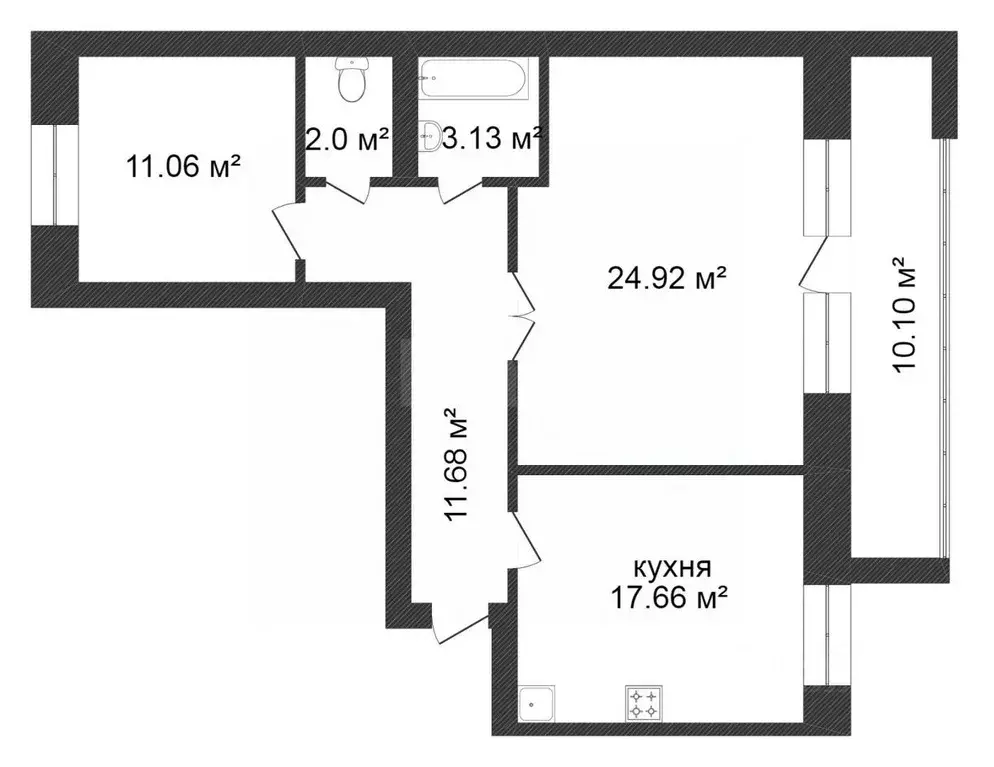 2-к кв. Тюменская область, Тюмень Кремлевская ул., 114 (70.1 м) - Фото 1