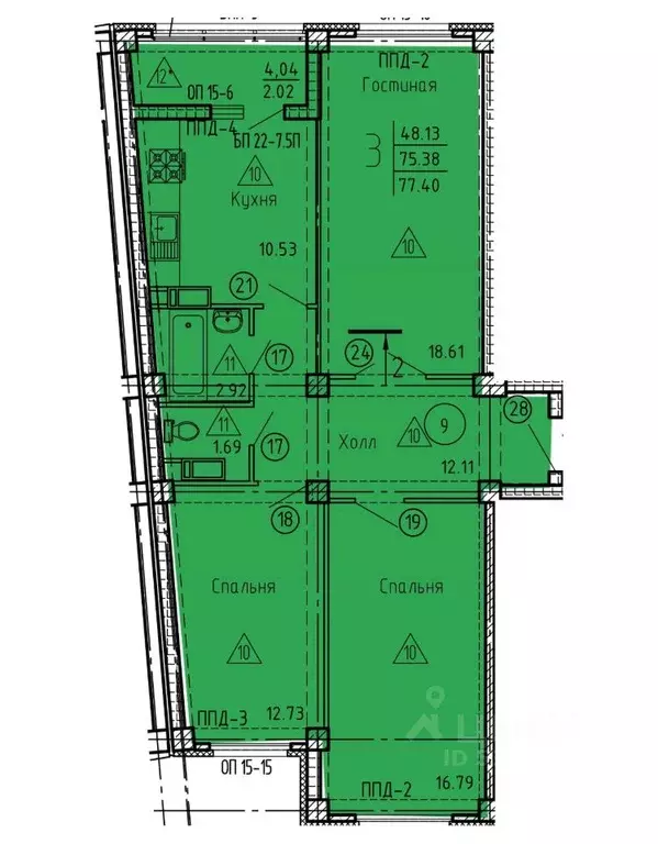 3-к кв. Пензенская область, Пенза ул. Генерала Глазунова, 6 (78.34 м) - Фото 1