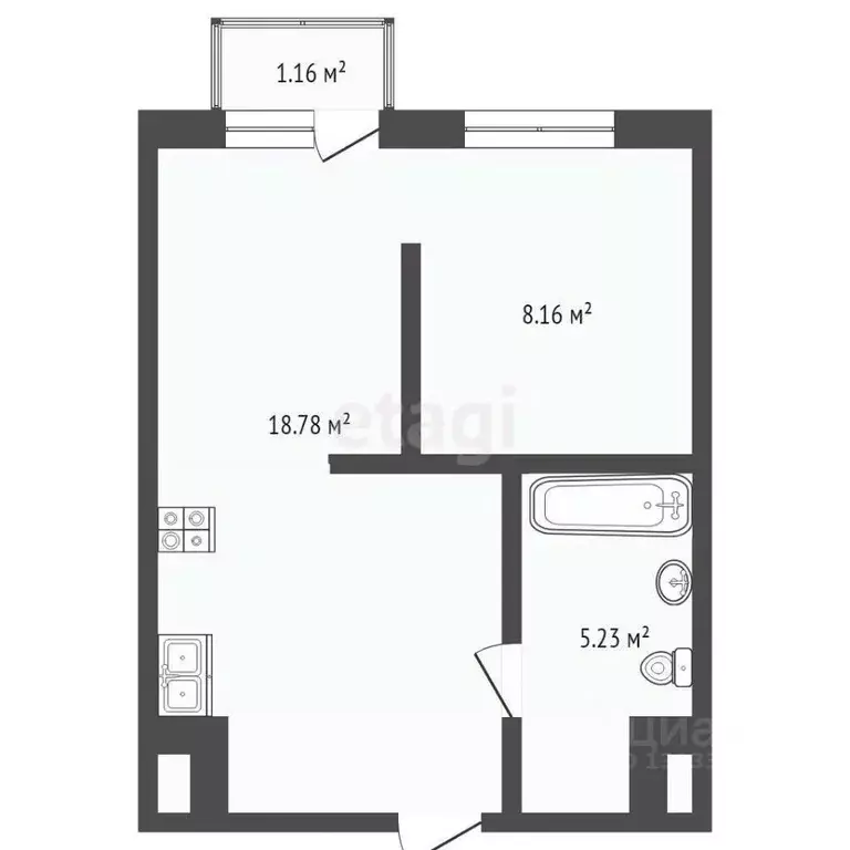 1-к кв. Тюменская область, Тюмень ул. Геннадия Райкова, 19 (32.0 м) - Фото 2