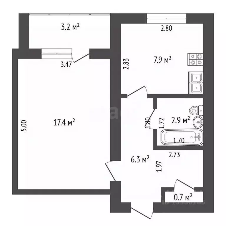 1-к кв. Самарская область, Самара Минская ул., 31 (35.5 м) - Фото 1