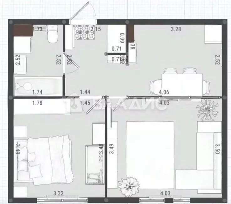 Квартира, 2 комнаты, 43 м - Фото 0